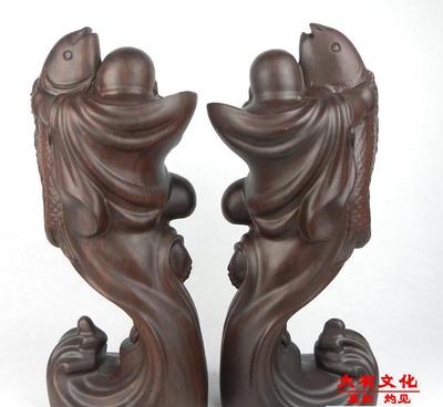 【大有紅木 黑檀木雕刻抱魚彌勒佛年年有余 工藝品擺件高檔禮品飾】?jī)r(jià)格_廠家_圖片 -